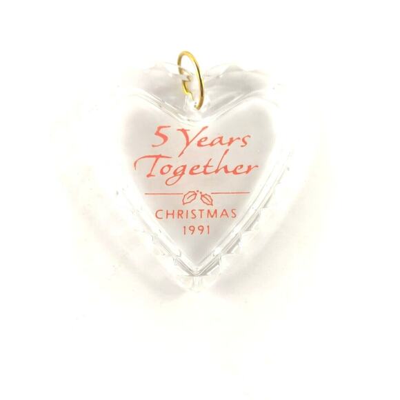 Hallmark Keepsakes Ornament Christmas Five Years Together Heart 1991 - Picture 5 of 6